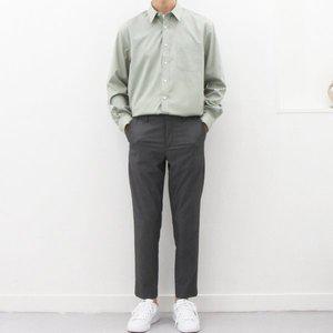 [더셔츠스튜디오]카키 세미 오버핏 스판 솔리드 셔츠