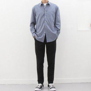 [더셔츠스튜디오]딥그레이 세미 오버핏 스판 솔리드 셔츠