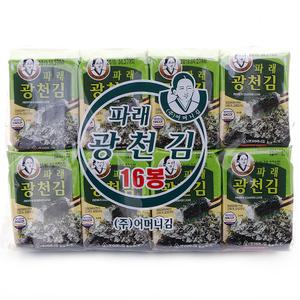 광천어머니김 16단 파래 도시락김 4g X 16봉 2개입 총 32봉 전장김 식탁김 돌자반 김밥김 김자반