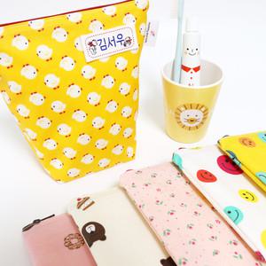 [슈슈룸] 이름인쇄 어린이집 양면방수 양치컵 수건 파우치 6종