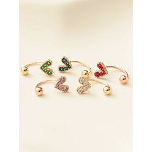 [미니멀피어싱]14K 블링 하트 커브 링피어싱 귀걸이