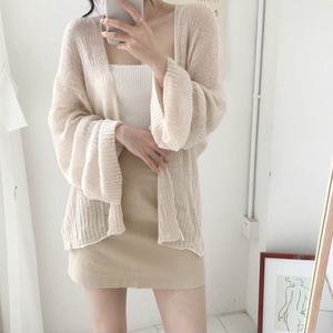 여자 봄 여름 루즈핏 시스루 그물 가디건 니트 3컬러