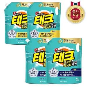 [LG생활건강]테크 호르몬 특유취 제거 실내건조 액체세제 리필 2L x 4개(일반/드럼 택1)