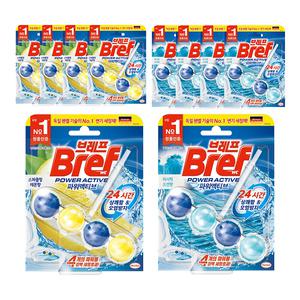 브레프 파워액티브 걸이형 변기세정제, 레몬, 5개 + 오션, 5개