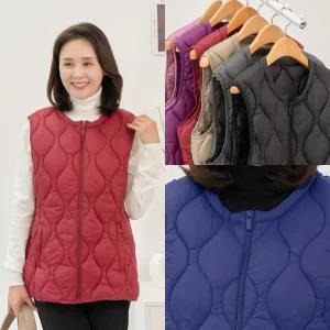 마미소 방울 누빔 조끼 보온 지퍼 베스트 라운드넥 99까지 엄마 할머니 빅사이즈 40 60 마담 중년 여성 옷