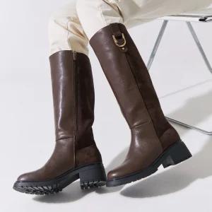 엠.무크 페그 소가죽 롱부츠 다크브라운 516323702AL