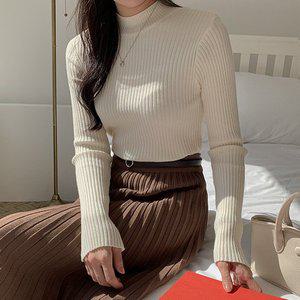 [공구우먼] [제작] [김민경 화보]모이엣 반폴라 골지니트 61871 빅사이즈 여성의류