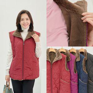 마미소 퍼 누빔 카라 조끼 엄마 할머니 빅사이즈 40 60 마담 중년 여성 옷