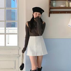 여자 트위드 a라인 겨울 뒷밴딩 미니스커트