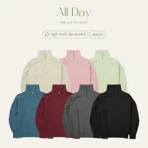 핫핑 [7컬러][시즌베스트] 웬즈 루즈핏 하이넥 반집업 하찌 긴팔니트티