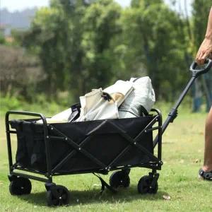 캠핑 폴딩카트 웨건 70x45x39cm 5인치 바퀴 블랙 E130