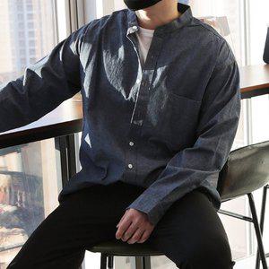 [우기브로]WGN 남자 빅사이즈 3컬러 코튼 데님 차이나넥 셔츠