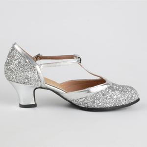 스포츠 댄스화 여성 댄스신발 여성용 모던 댄스 슈즈 스팽글 글리터 클로즈 토 탱고 T 스트랩 스탠다드 왈