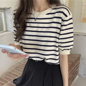 [11번가  단독판매]더본단가라반팔니트(오피스룩/이지룩/스트라이프)