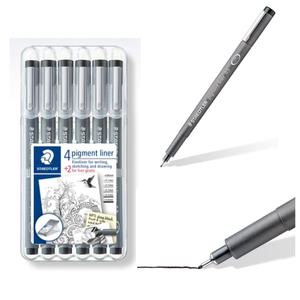 스테들러 피그먼트 라이너펜 블랙 전문 6색 세트 켈리그라피 드로잉 스케치 0.05 0.1 0.2 0.3 0.5 0.8