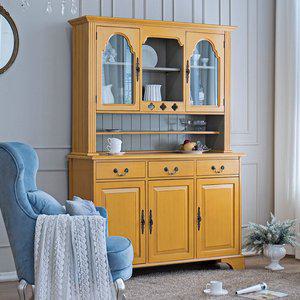 [버지니아]로라 오픈 그릇장식장 원목 접시장 진열장 엔틱옐로우