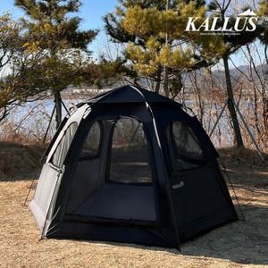 원터치 캠핑텐트 블랙 자외선차단 방수 간편설치 6각