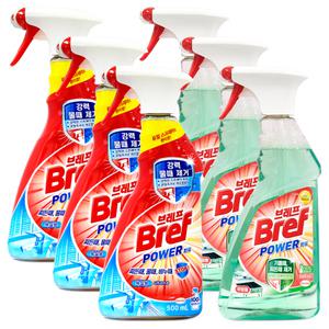브레프 파워 욕실용 500ml 3개+주방용 500ml 3개