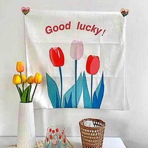 인테리어 패브릭 포스터 튤립 붉은꽃 레트로 WED0C9A