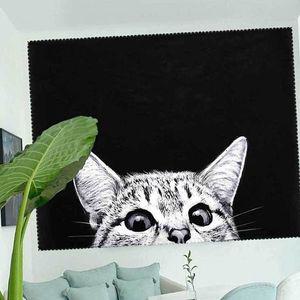 대형 패브릭 고양이 어 빼꼼 포스터 벽 L WEB2775