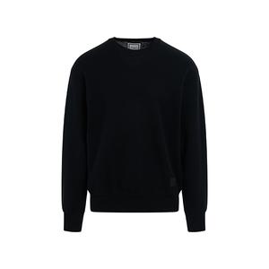 WOOYOUNGMI 우영미 블랙 레더 패치 크루넥 니트 W231KN03503B