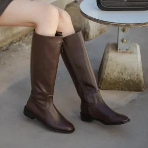 SOVO 케인트 스퀘어 단화 롱부츠 3cm