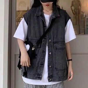 [오노마] ONM 사계절 루즈핏 청조끼 데님 티셔츠 레이어드