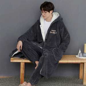 남성겨울잠옷 도톰한 가운 파자마 실내복 빅사이즈 극세사잠옷 커플 로브 수면 편안한