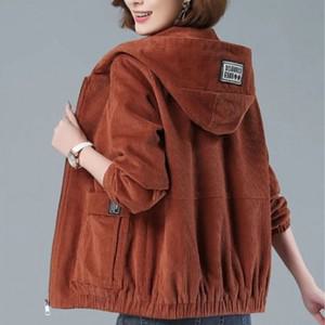 Nt 은창]라벨 코듀로이 간절기 후드 집업 점퍼 바람막이 자켓 봄 가을 겨울 아우터 잠바 여성 외투 이너