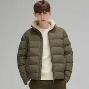 스케쳐스 남성 내추럴 웜 플리스 헝가리 화이트 다운 자켓(카키)