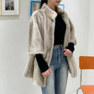 금강모피 페이크퍼 밍크 7부 셔링 자켓 LHV-2109 2컬러