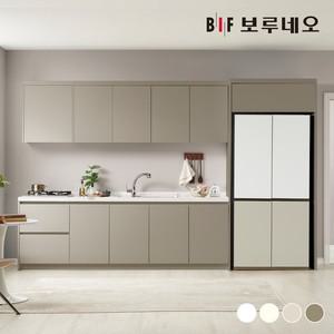 나비드 주방 싱크대 시공 일자형 3.4m 냉장고 장형 E0 PET소재