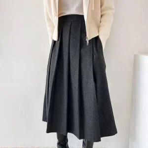 /신상오픈런 여자 뒷밴딩 주름A라인 데일리 겨울 롱스커트