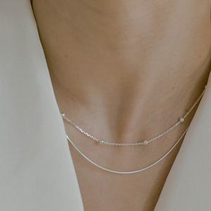 925실버 실버볼 스네이크 두줄목걸이 베이직 뱀줄체인 두줄 목걸이