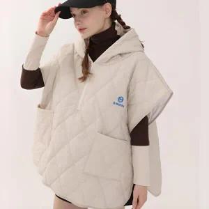 /옷자락 여자 패딩조끼 판쵸 망또 a라인 기모 후드자켓