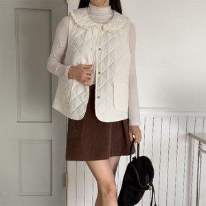 [기타]프릴 프렌치카라 슬림 여성스러운 패딩조끼
