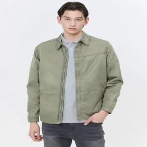 헤지스 남성 24SS [클리어런스][스테디셀러] 폴리 카라집업 점퍼 카키 WHJU4A232K2