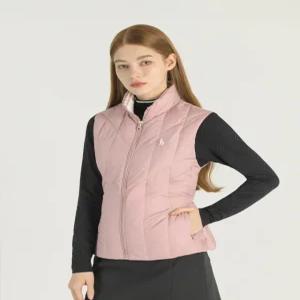 헤지스 골프 여성 25SS 핑크 여성 간절기 다운 베스트 HWJU5A111P2