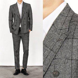 [세컨에디션]다크 체크 남성 더블 정장세트_P086736127
