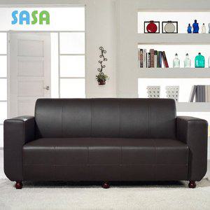 [SASA]사사가구 콘라드 3인 가죽소파 (원목다리)