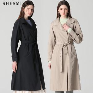 [쉬즈미스(SHESMISS)] 미니멀 히든버튼 벨티드 트렌치코트