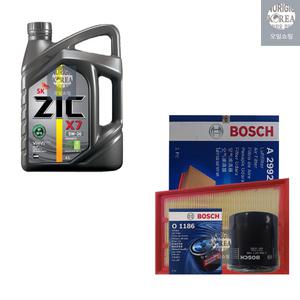SK지크 SM6 2.0 LPG 지크 X7 5W30 4L SP 보쉬 필터 엔진오일세트