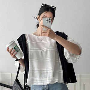 [신세계라이브쇼핑][샵앤] 여성 시스루 펀칭 여리핏 데일리 7부 블라우스 CAT-WBL-4239-화이트