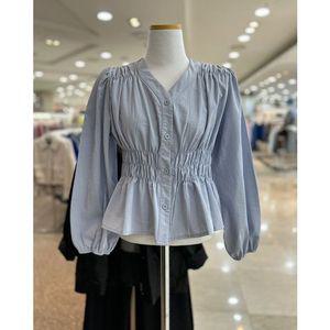 [갤러리아] 부루앤쥬디 허리스모킹V넥블라우스 BBRDBL101B