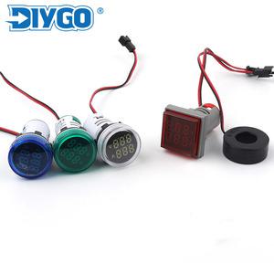 호환 원형 사각형 디지털 전압 계량기 AC 20-500V USB 차량용 충전기 전압계 배터리 모니터 LED 듀얼 디스