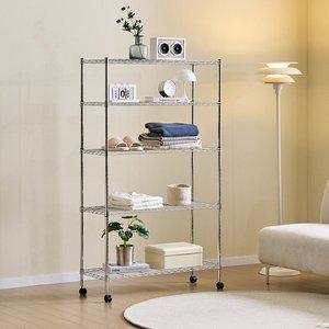 [리빙코아]강철 메탈 이동 바퀴 고정 수납 철제선반 900 5단