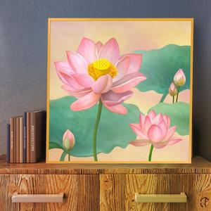 연꽃그림액자모던 풍수그림 돈들어오는 꽃그림 50goldAL5