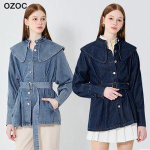 오조크 페미닌 빅카라 데님 자켓