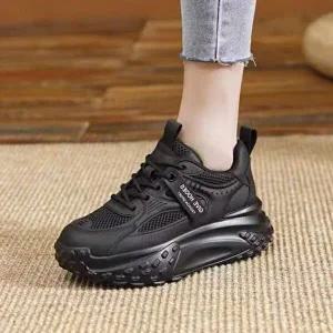 여성 2컬러 키높이 통굽 포인트 스니커즈 어글리슈즈-WFFQMJD