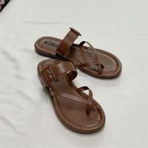 [오노마] ONM 가죽 플랫슬리퍼 여름신발 데일리 엄지쪼리 발편한  8532882)